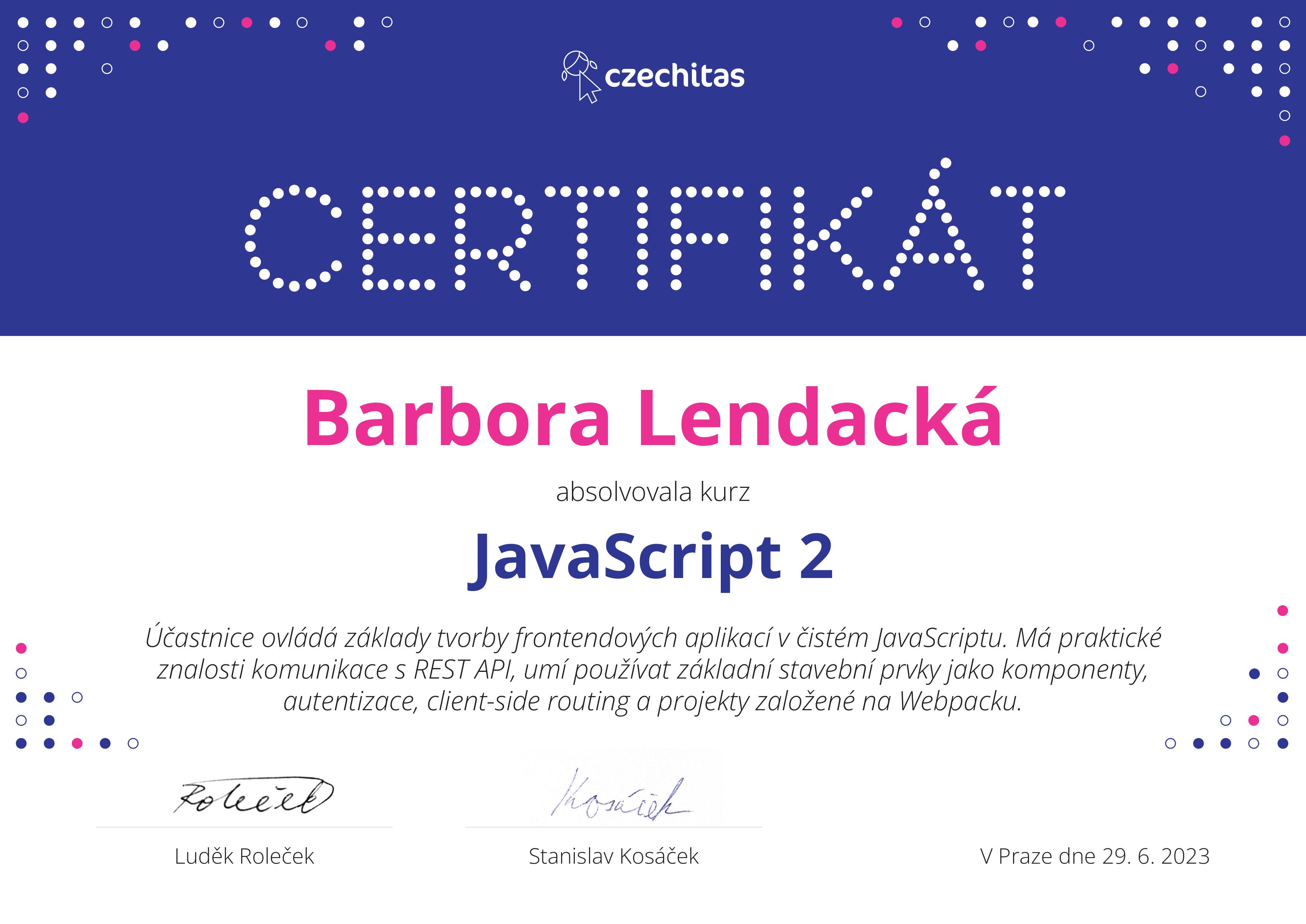 foto certifikátu JS2